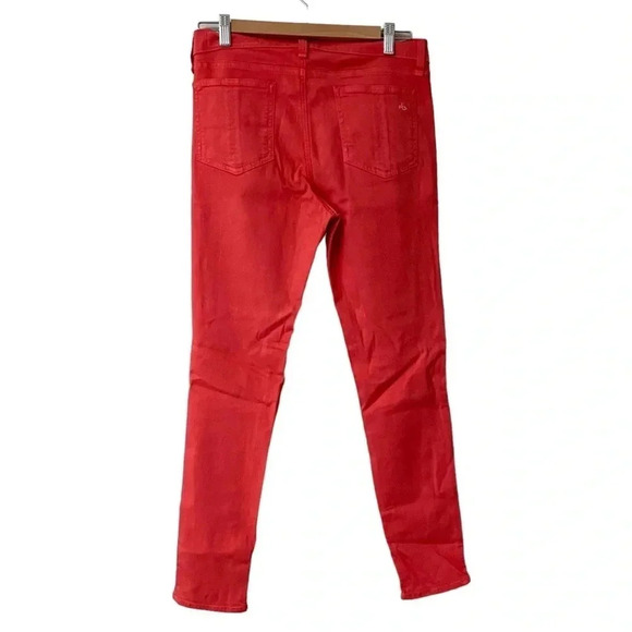 rag & bone Zipper Capri Jeans 30 Vermillion Coral Pink Cropped Skinny High Rise - Picture 8 of 14